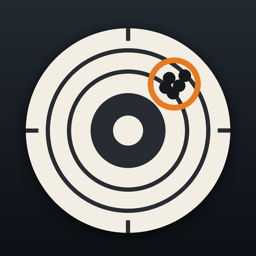 RangeOps icon: a paper bullseye with a measured shot group
